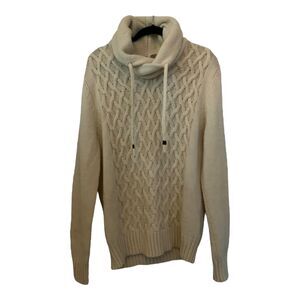 DIVIDED long cable knit turtleneck tunic beige cream sweater LARGE